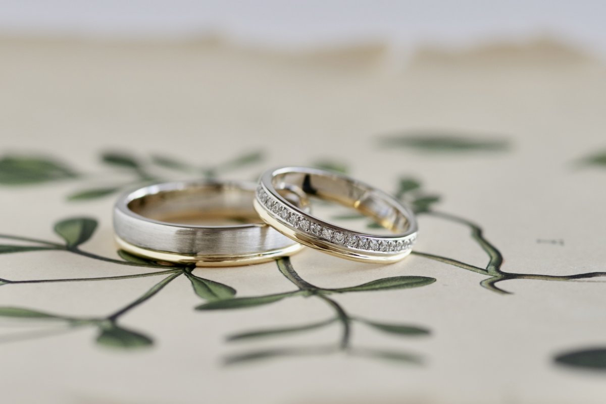 ２連のコンビネーションの結婚指輪